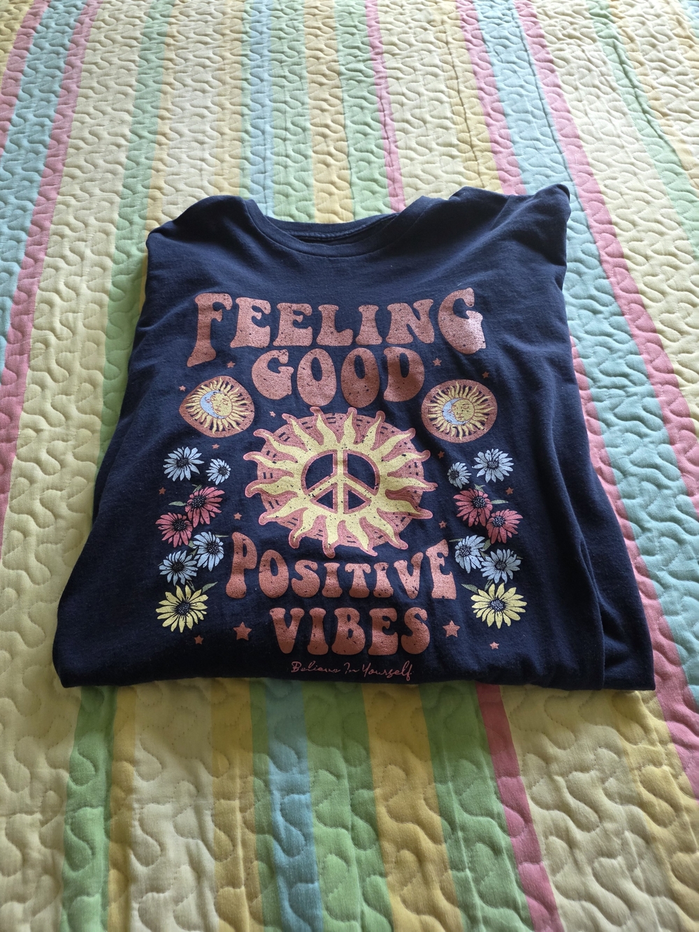 Roxy Navy 'Feeling Good Positive Vibes' Graphic Tee